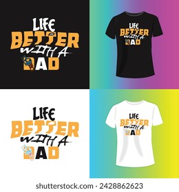 La vida batea con un diseño de camiseta de tipografía papá para imprimir vectores.