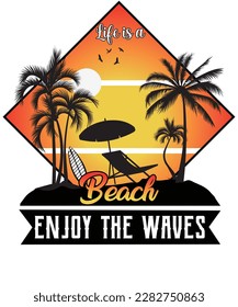 La vida es una playa disfrutar del diseño de camisetas de verano de las olas