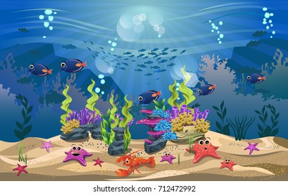 Life Beautiful Ecosystems Ocean Beauty Underwater Stock Vector (Royalty ...