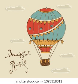 Set Vintage Colorful Balloons Flying Sky Stock Vector (royalty Free 