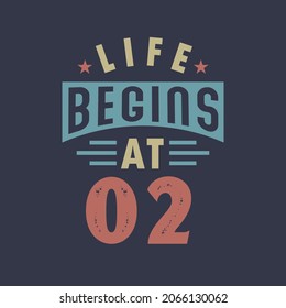 Life begins at 2, 2nd birthday retro vintage design