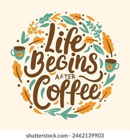 La vida comienza después del café, escribiendo un afiche motivacional