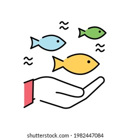 Life below water color icon. Corporate social responsibility. Sustainable Development Goals. SDG sign. Pictogram for ad, web, mobile app. UI UX design element.