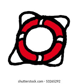 Life belt sketch. Vector.