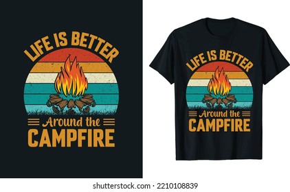 Das Leben ist besser um das Campfire Camping T-Shirt Design 