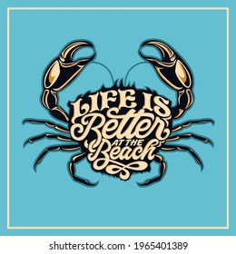 "life is better at the beach" Can be used for digital printing and screen printing