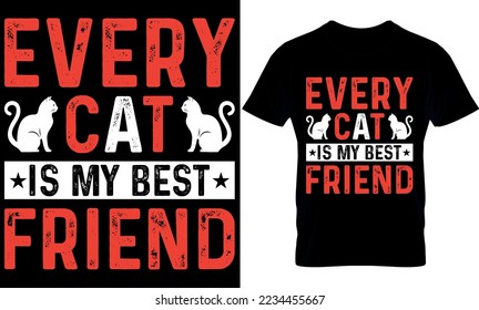life is better with a cat. Cat T-Shirt Design Template
