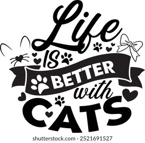 life is better with cats T shirt Design Lover