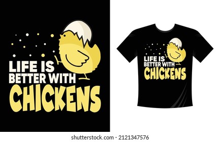 Life is better with chickens vector t-shirt design Mother cluckers. Chicken Typography Tshirt.