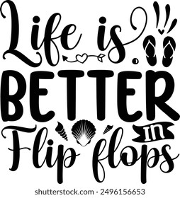 Life is better in flip flops - Perfect for printable posters, tote bags, mugs, and t-shirt designs. Add a touch of inspiration to everyday items.