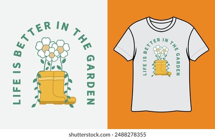 Das Leben ist besser im Garten bereit Gartenbau T-Shirt Design, Wandkunst, Becher, Aufkleber, Banner, T-Shirt, Hoodie, Vektorgrafik, Illustration zu drucken