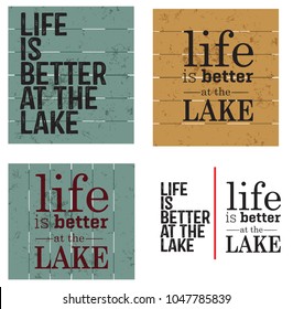 Life Is Better At The Lake Typography Collection Vector Ps 10.