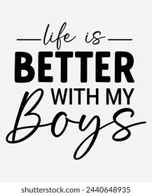 Life is Better with My Boys Women Funny Mom Gift Shirts Graphic Summer Short Athletic Casual Workout Tops