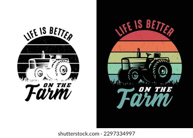 Life is better on the farm funny farming lawn mower gift shirt for farmer | Retro vintage farming t shirt