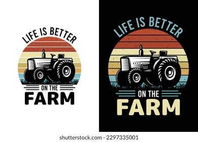 Life is better on the farm funny farming lawn mower gift shirt for farmer | Retro vintage farming t shirt