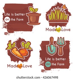 life is better on the farm, gardening stickers and labels collection