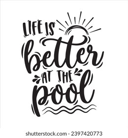 la vida es mejor en el fondo de la piscina citas positivas inspiradoras, motivacionales, tipografía, diseño de letras