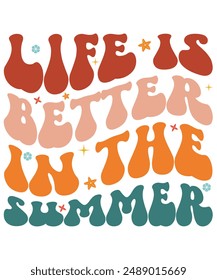 Life is  Better In The Summer Shirt, Sunset Groovy Summer Shirt, Groovy Design, Beach Vacation, Groovy Vintage Design, Spring Break Shirt