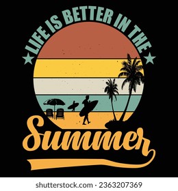 life better in the summerillustrations with patches for t-shirts and other uses