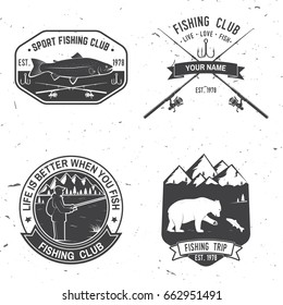 Life is better when you fish. Vector illustration. Concept for shirt or logo, print, stamp or tee. Vintage typography design with Fisherman, river, rainbow trout, bear and mountain silhouette.