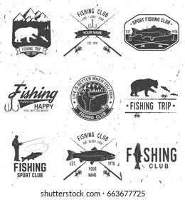 Life is better when you fish. Vector illustration. Concept for shirt or logo, print, stamp or tee. Vintage typography design with Fisherman, river, rainbow trout, bear and mountain silhouette.