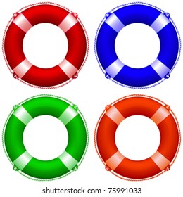 life buoy collection against white background, abstract vector art illustration