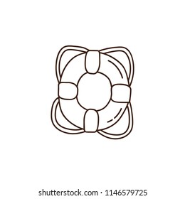 Life buoy doodle. Vector hand drawn illustration of lifeguard buoy for sos assistance. Nautical icon, sea, summer icon	