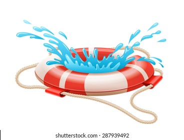 Life buoy for drowning rescue on water. Eps10 vector illustration. Isolated on white background