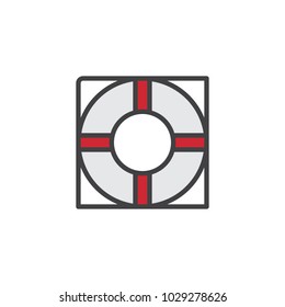 Life buoy filled outline icon, line vector sign, linear colorful pictogram isolated on white. Lifesaver symbol, logo illustration. Pixel perfect vector graphics