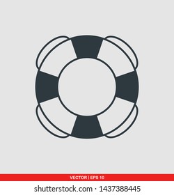 Life buoy flat icon, vector illustration on gray background