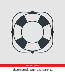 Life buoy flat icon, vector illustration on gray background