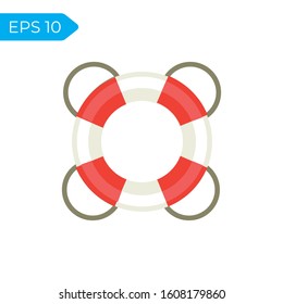 Life buoy flat minimalist icon design summer theme