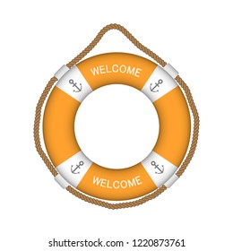 Life buoy. Help drowning in the water. Vector element isolated on light background.