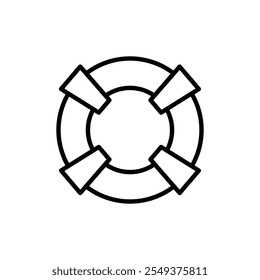 Life buoy icon black and white vector outline sign