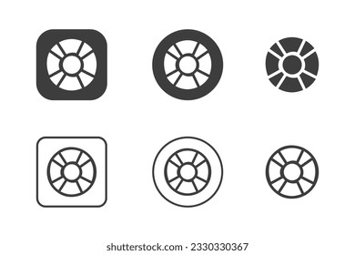 life buoy icon design 6 variations. Travel icons set, Isolated on white background.