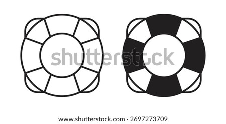 Life buoy icon with editable stroke and flat vector pack