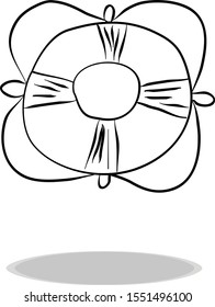 Life buoy icon, flat design, hand drawing. Illustration help, contour of symbol black
