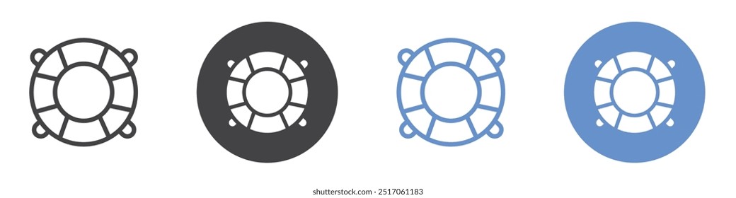 Life buoy icon flat line symbol set.