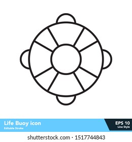 Life buoy icon in line style, with editable stroke eps 10