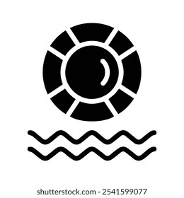 Life buoy icon. Rescue Ring Sign, Safety Buoy Icon. Beach Swimming Lifesaver. Vector Illustration. Customizable thin line illustration.  Editable stroke.