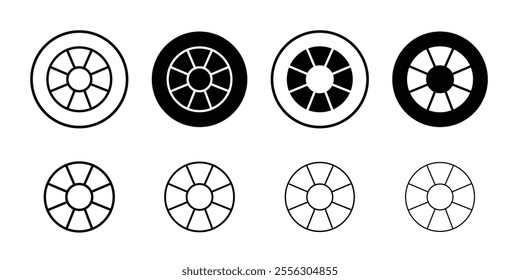 Life buoy icon Thin line vector illustration set