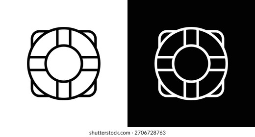Life buoy icon. Vector linear icon isolated in black and white