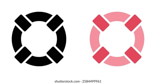 Life buoy icons pack in black and colored version
