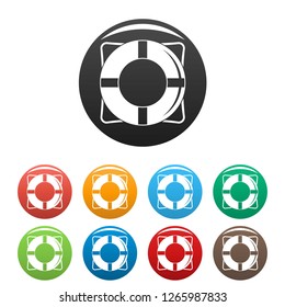 Life buoy icons set 9 color vector isolated on white for any design