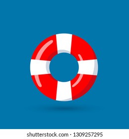 Life buoy isolated. Floating device for shipwreck survivals. Vector illustration in flat style.