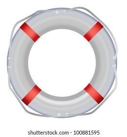 Life Buoy, Isolated On White Background, Vector Illustration