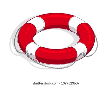 Life Buoy Isolated On White Background, Lifebelt, Lifesaver, Vector 3d Illustration In Cartoon Style.