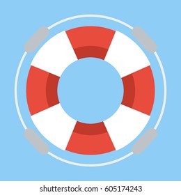 Life Buoy On  Flat Design.