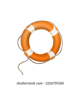 Life buoy. Orange lifebuoy. Vector illustration. Equipment for swimming