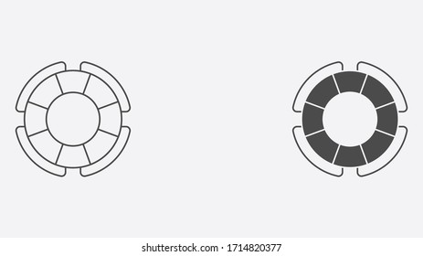 Life buoy outline and filled vector icon sign symbol